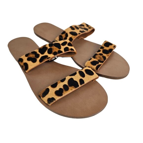 J. Crew Factory Shoes - NWT J. Crew Factory Leopard Calf Hair Leather Easy Summer Slide Sandal 7